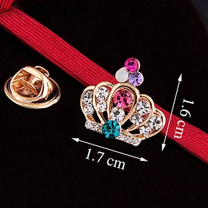 Small Crown Collar Pin Crystal Brooch Pins Scarf Buckle