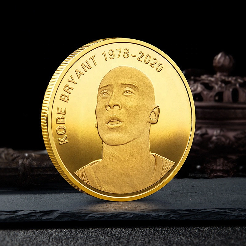 Gold metal souvenir challenge coin of Kobe Bryant