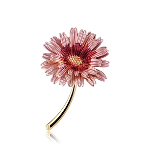 Cute Alloy 3D Flower Brooch with Safety Pin for Women