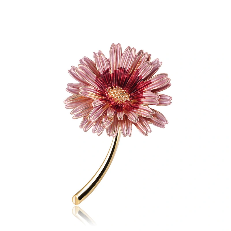 Cute Alloy 3D Flower Brooch with Safety Pin for Women
