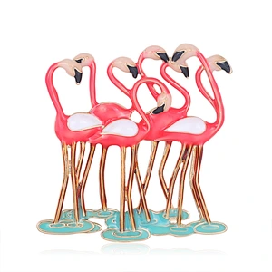 Ins Style Korean Hot-selling Fashion 3D Brooch Flamingo Animal Brooches Women