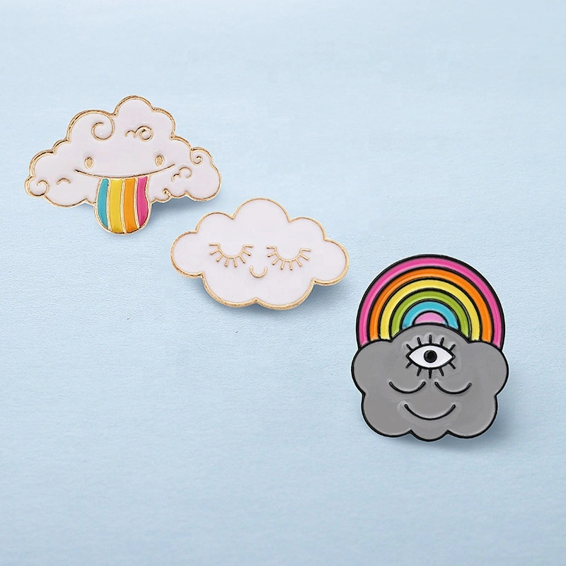 Sunny day sunshine with white blue clouds enamel lapel pins