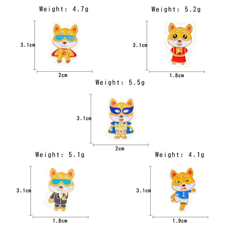 Cute Fox Brooch Cartoon Alloy Metal Lapel Pin Custom Enamel Pins with Backing