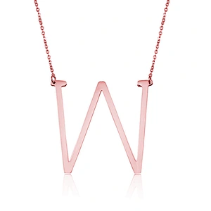 26 English Alphabet Rose Gold Letter Stainless Steel Necklace Pendant