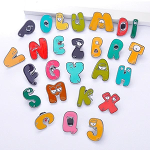 New Products Cute 24 English Alphabet Pins Enamel Pins Soft Lapel Pin Custom