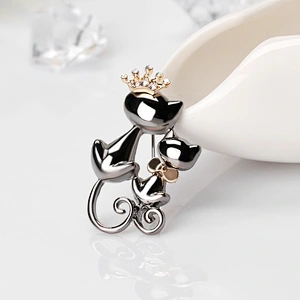 Hot Sale Cute Boutique Cartoon Animal Double Cat Brooch Wholesale