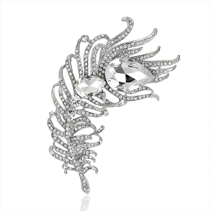 Europe and the United States Crystal Trendy Peacock Feather Rhinestone Brooch Coat Accessories