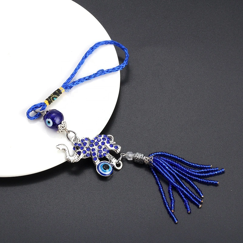 Turkey blue crystal elephant evil eye keychain car decoration hang pendant