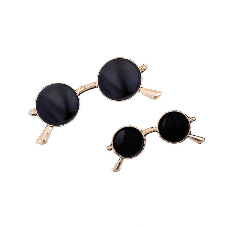 Fashion Retro Black Glasses Brooch Bag Clothing Accessories Custom Enamel Lapel Pin Metal Badge