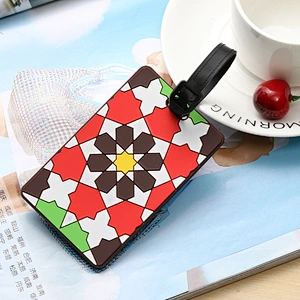 Fashion Colorful Geometric Pattern Luggage Tags Soft PVC Wholesale Customized Luggage Tag