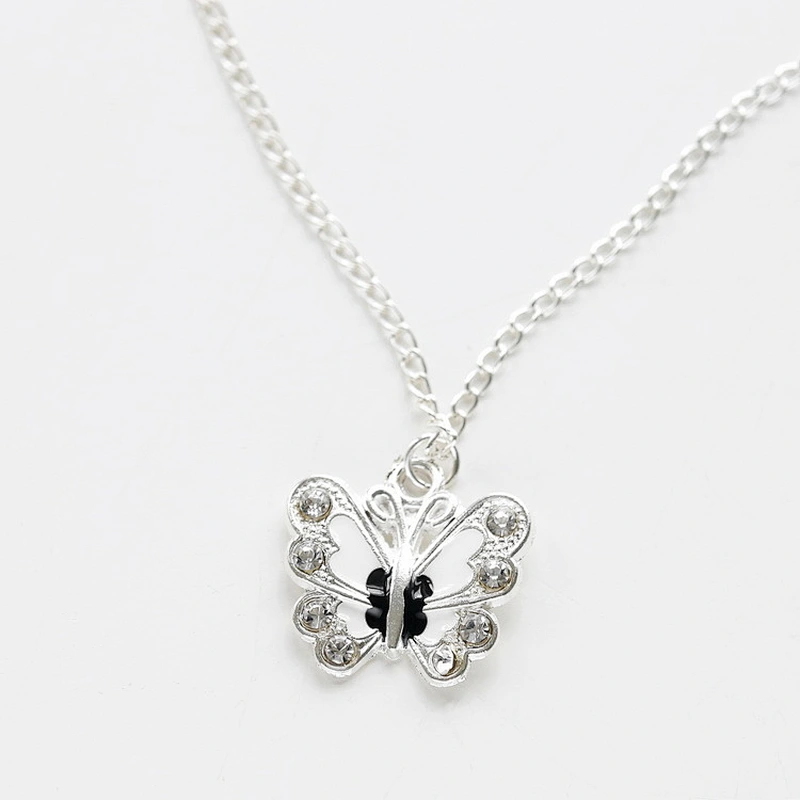 Hot Sale Zinc Alloy Necklaces Rhinestone Butterfly Pendant  Necklace