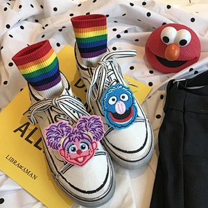 Sesame street heffalumps and woozles canvas sneakers shoe lace embroidery embroidered patch