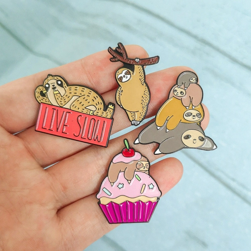 Cute sloth otter enamel pins