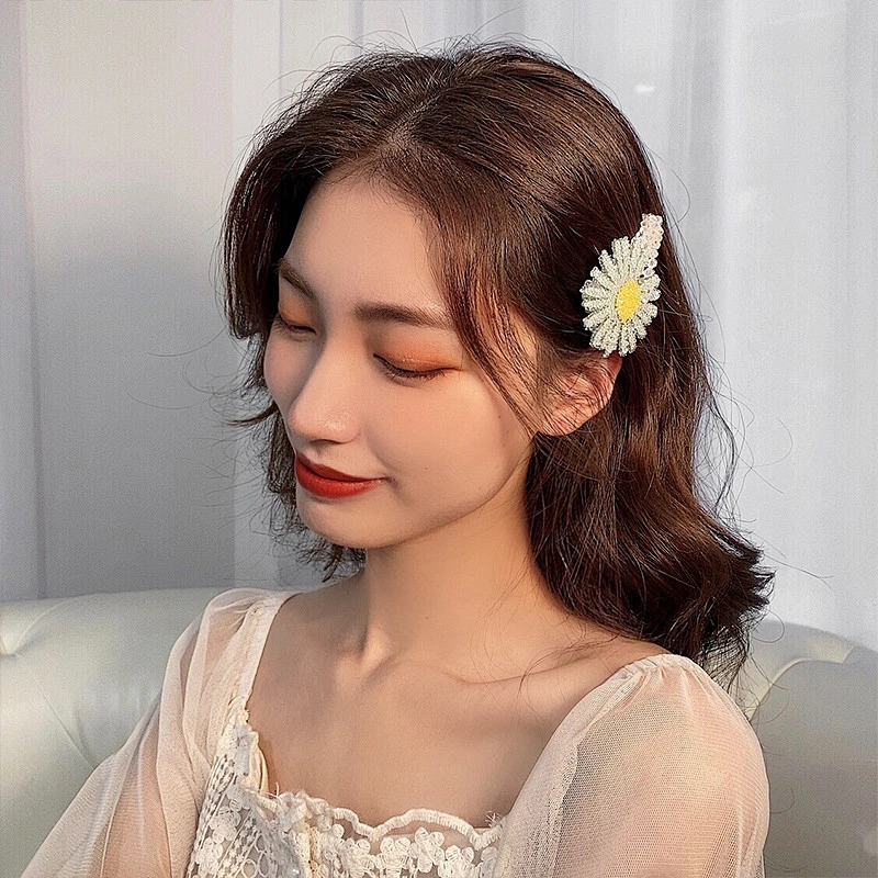 Korean Hairpin Small Daisy Women Metal Hair Accessories Flowers Rhinestone Diamond Hair Clip