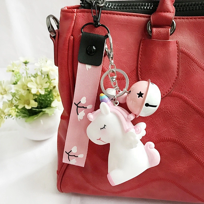 Unicorn Bell Keychains Student Bag/Key/Car Decoration Pendant Woven Leather Keyring