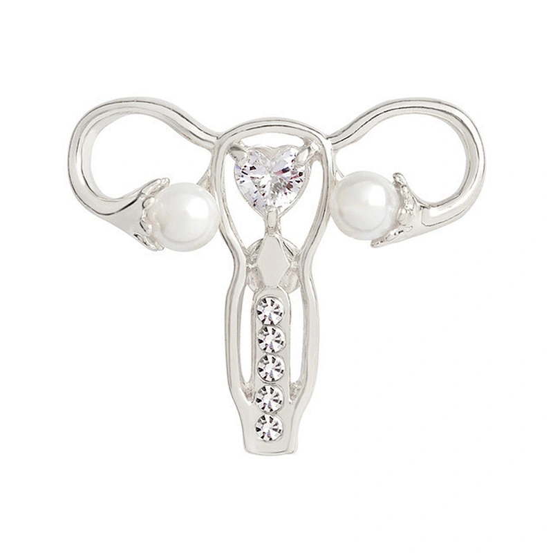 Gold Silver Uterus Medical Lapel Pins Rhinestone Brooch Pin Women