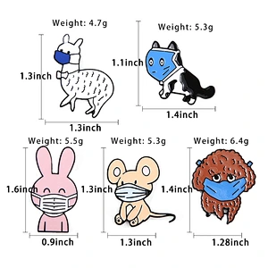 Animal Cat Mouse Rabbit Sheep Dog Wearing Shield Custom Lapel Pin Enamel Pin Manufacture