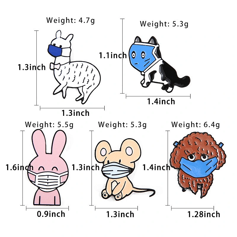Animal Cat Mouse Rabbit Sheep Dog Wearing Shield Custom Lapel Pin Enamel Pin Manufacture