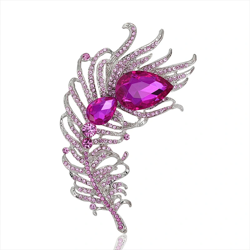 Europe and the United States Crystal Trendy Peacock Feather Rhinestone Brooch Coat Accessories