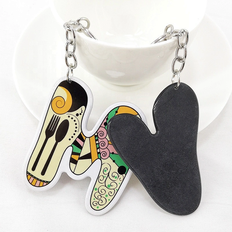 26 letters English ephabets full printing cartoon acrylic keychain bag keyring
