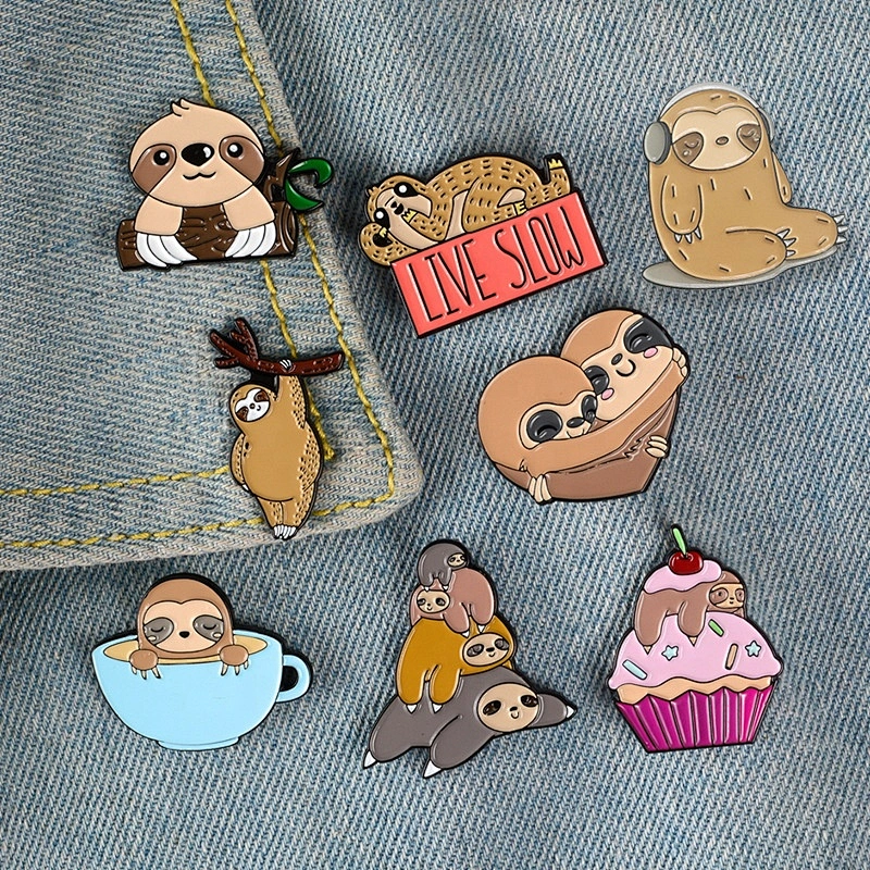 Cute sloth otter enamel pins