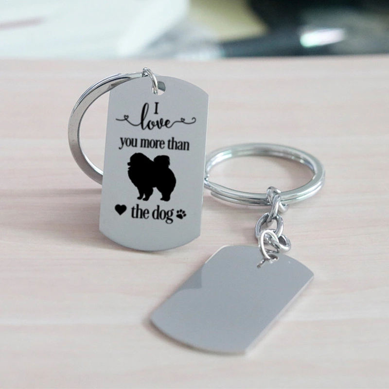 I Love You More Than the Dog Stainless Steel Pendant Customized Logo Dog Metal Keychain