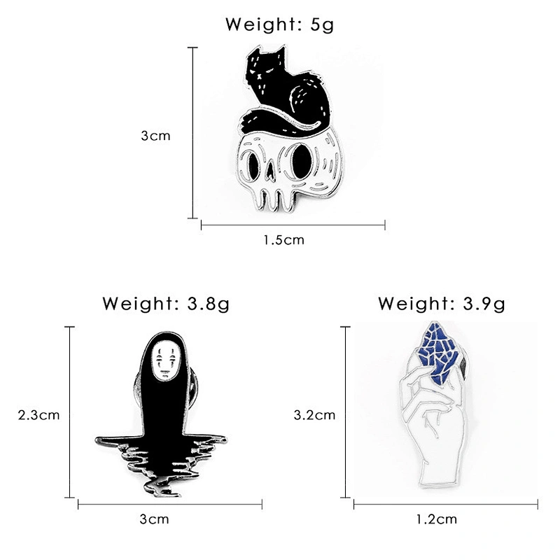 Cartoon Skull Brooch Pins Fashion Faceless Man Gem Pins Enamel Custom