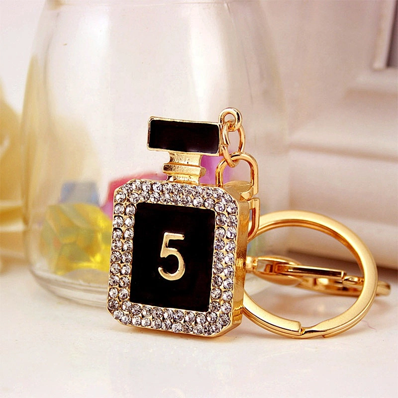 No 5# perfume bottle crystal stone diamond lobster handbag decoration charms keychain
