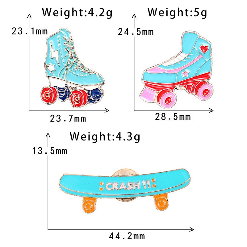 New Creative Design Roller Skates Lapel Brooch Scooter Custom Enamel Pin Sport
