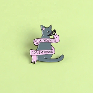 Cute feminism feminist for everyone cute kitty cat pin lapel pins