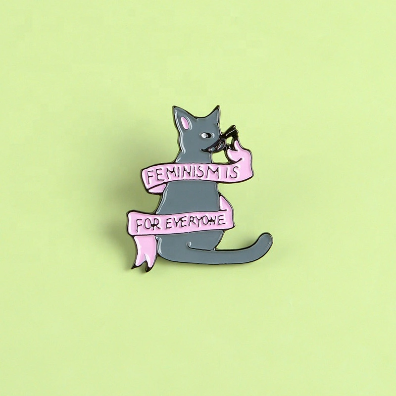 Cute feminism feminist for everyone cute kitty cat pin lapel pins