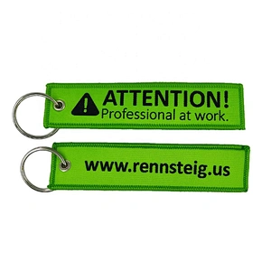 high quality embroidery custom woven label keychain