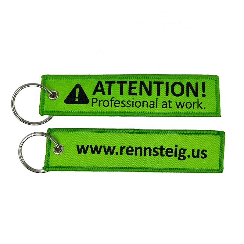 high quality embroidery custom woven label keychain
