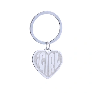 Heart Shape iGirl Stainless Steel Metal Keychain Pendant