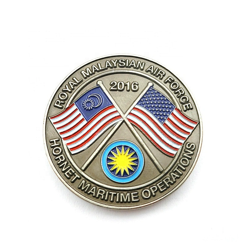 soft enamel colored UK American flag custom metal coins
