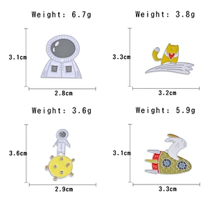 Cartoon Moon Astronaut Brooch Cute Rocket Rabbit Cat Space Enamel Pin Badge
