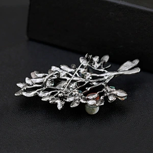 New Retro High-end Christmas Tree Brooch Colored Stone Customize Pin Brooch