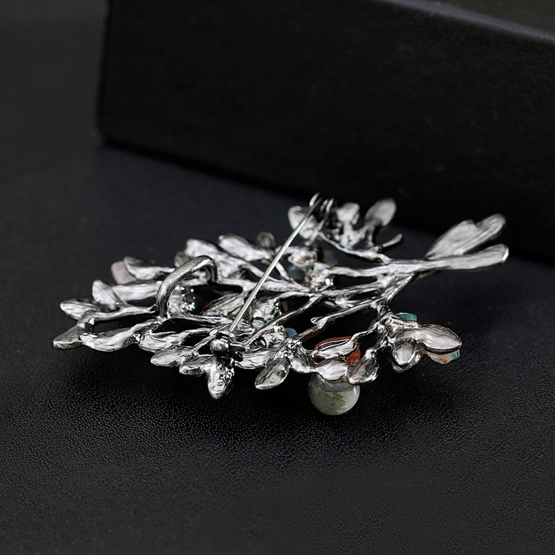 New Retro High-end Christmas Tree Brooch Colored Stone Customize Pin Brooch
