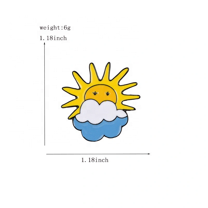 Sunny day sunshine with white blue clouds enamel lapel pins