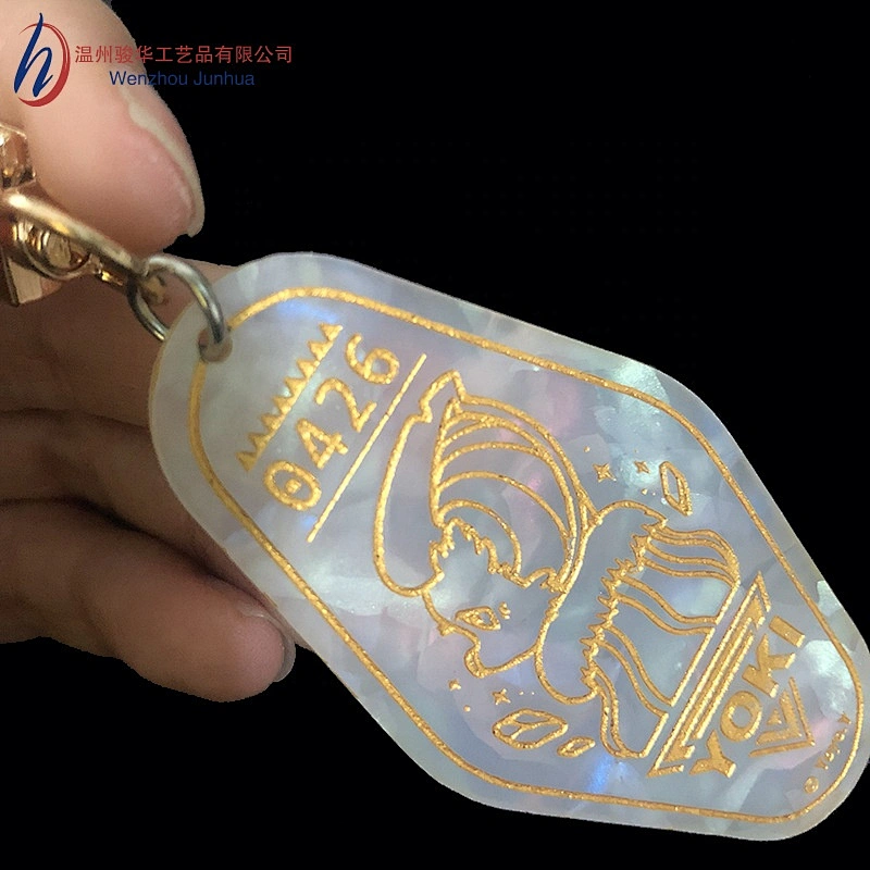Marbling colorful ABS diamond shape plastic hotel room number key tag custom logo