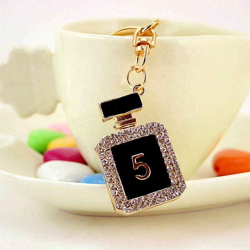 No 5# perfume bottle crystal stone diamond lobster handbag decoration charms keychain