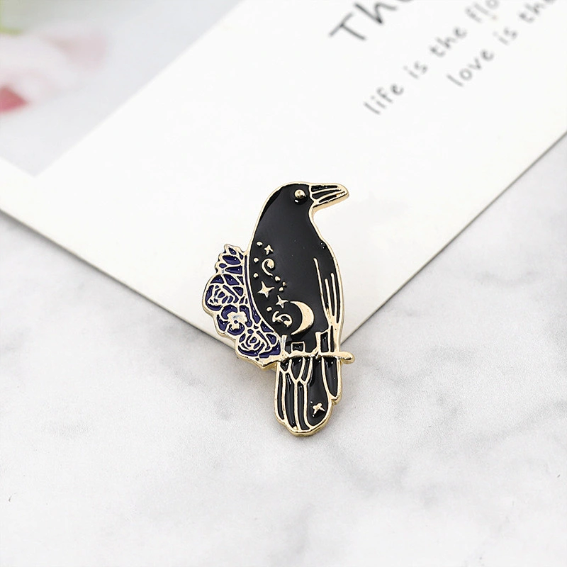 Cute Lapel Pin Bird Black Bird Pin Enamel