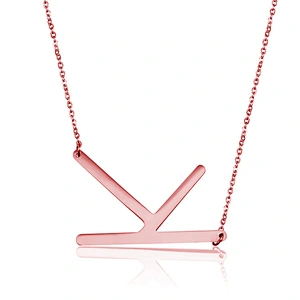 26 English Alphabet Rose Gold Letter Stainless Steel Necklace Pendant