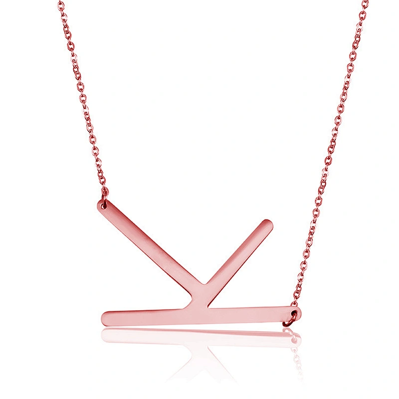 26 English Alphabet Rose Gold Letter Stainless Steel Necklace Pendant