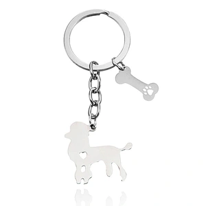 Stainless Steel Pendant Man Keychain Custom Logo Dog Pet Keychains with Bone