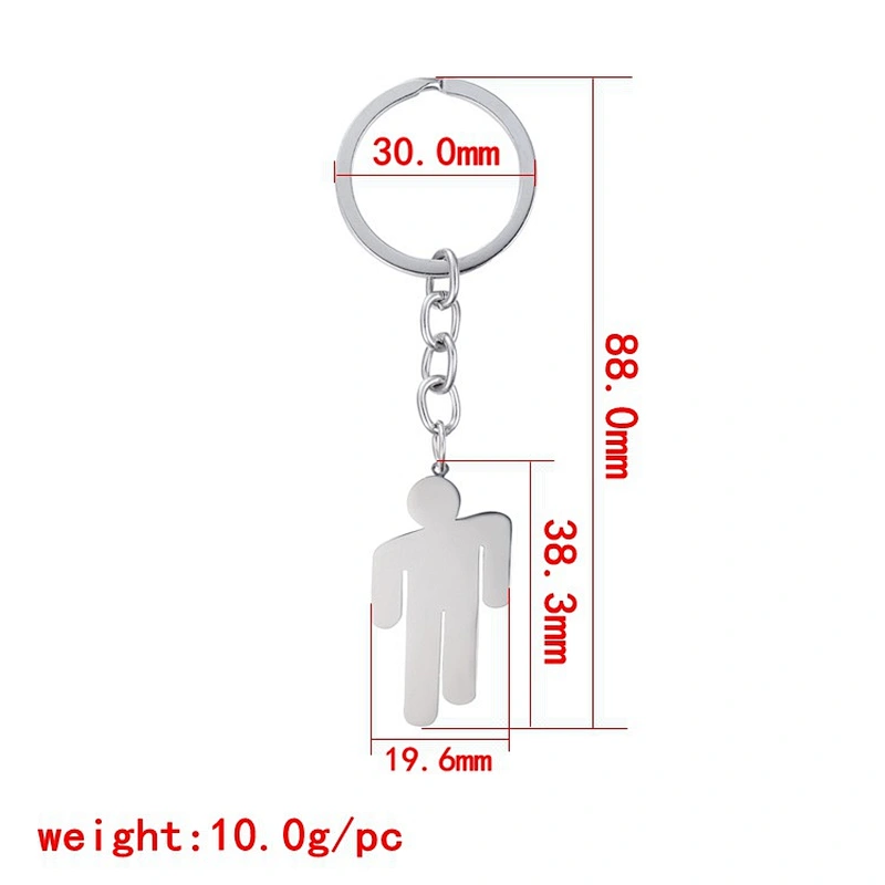American Rapper Billy Elish Stainless Steel Tag Metal Keychain with Custom Logo