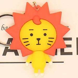Custom Logo 3D Lion Animal Soft PVC Keychain