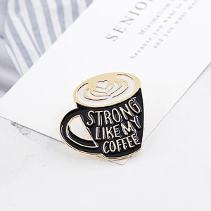 Gold Metal Black Pins Coffee Cup Soft Enamel Pin Coffee