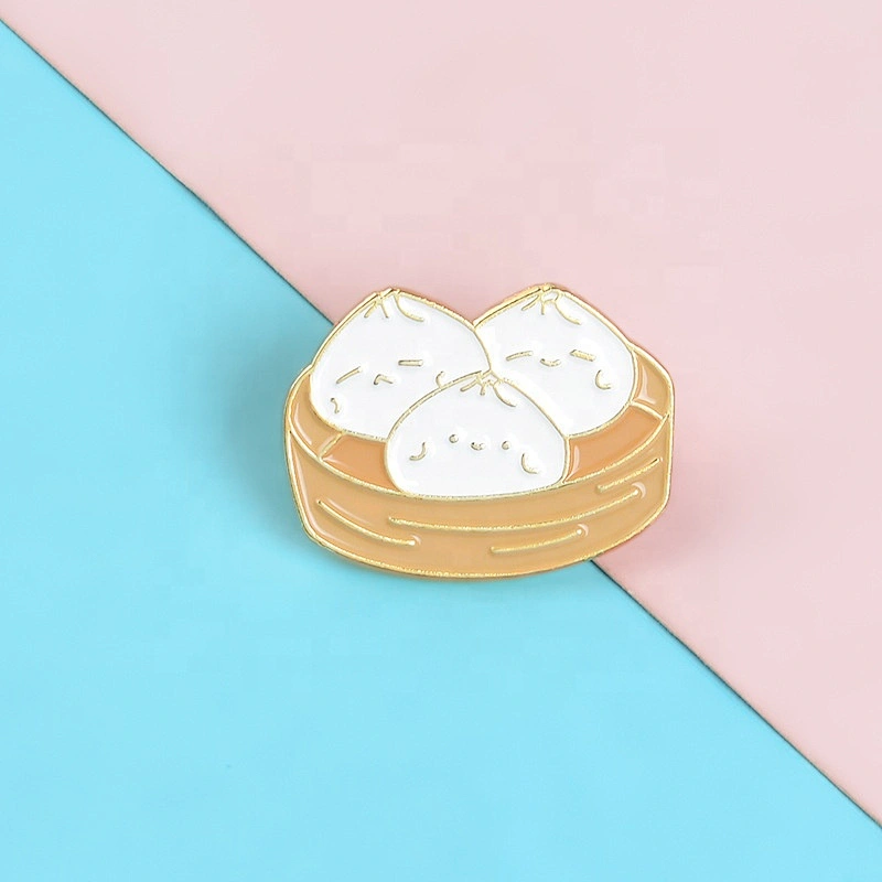 bamboo steamer badge buns lapel pins