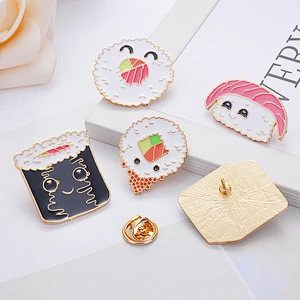 Cute Cartoon Sushi Enamel Pin Brooch Salmon Rice Ball Custom Food Lapel Pins
